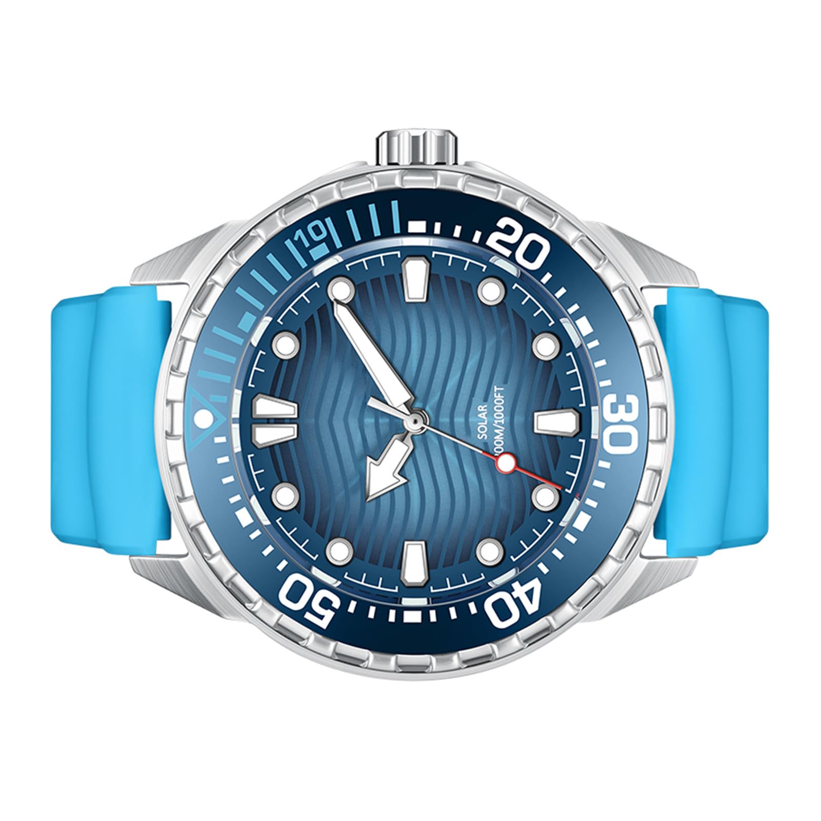 Matybobe Montre de Plongée à Quartz à énergie Solaire, Lueur Nocturne, Bracelet en Silicone Résistant à la Pluie pour Hommes et Femmes, Précision Durable et Respectueuse de (Bleue)