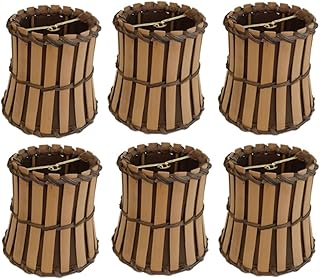 Upgradelights Set of Six Bamboo Style Mini 4 Inch Clip on Chandelier Lamp Shade (2.5x4x4.25)