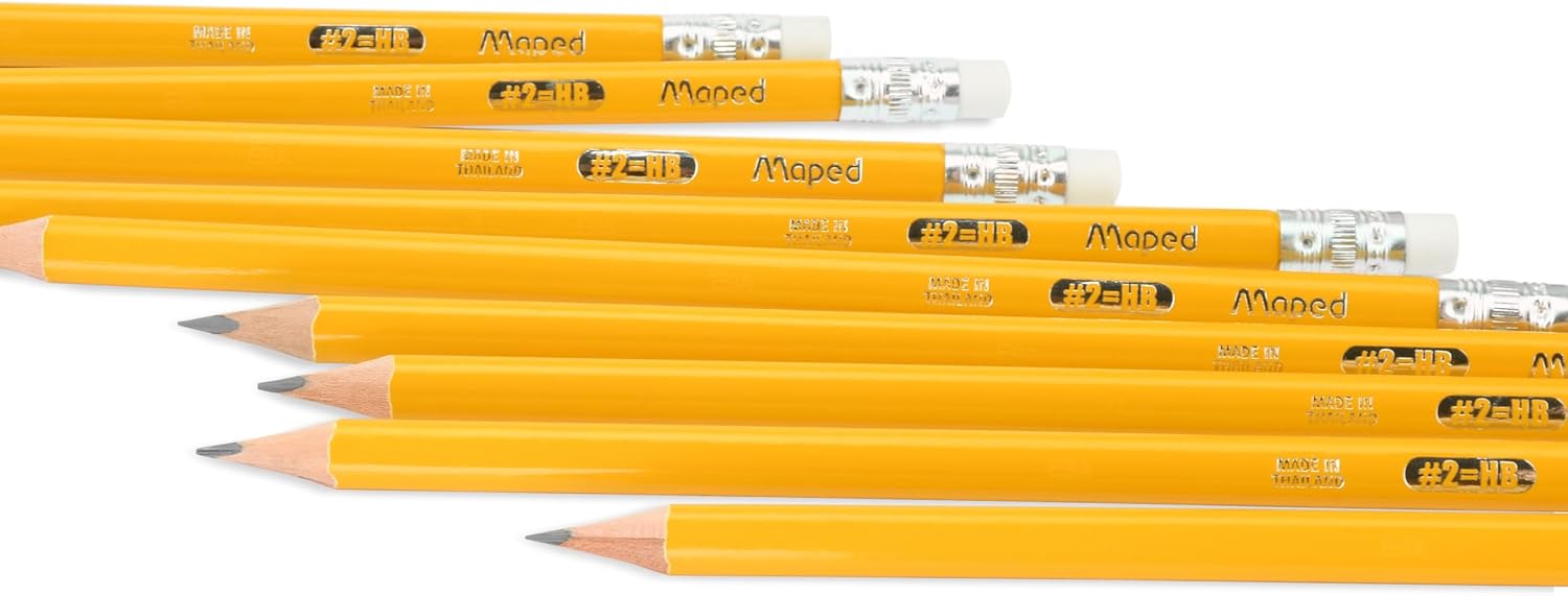 Maped Essentials Triangular Yellow Graphite Pencils #2 – Variety for Comfortable Writing – Smooth, Durable, Latex-Free – Essentials Yellow Pack of 576