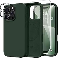 Vista 32 de GONEZ Funda de silicona para iPhone 14 Pro Max, compatible con MagSafe, con protector de pantalla + protector de lente de cámara, silicona líquida a