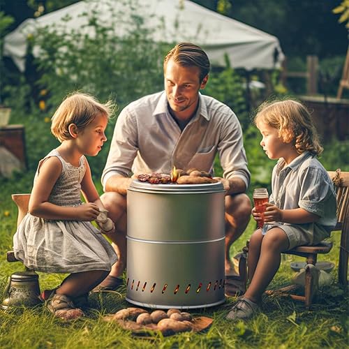 Miniatura 7 de Hoguera sin humo, portátil, ligera, con bolsa, estufa de leña para patio trasero, jardín, picnic, campamento, hoguera