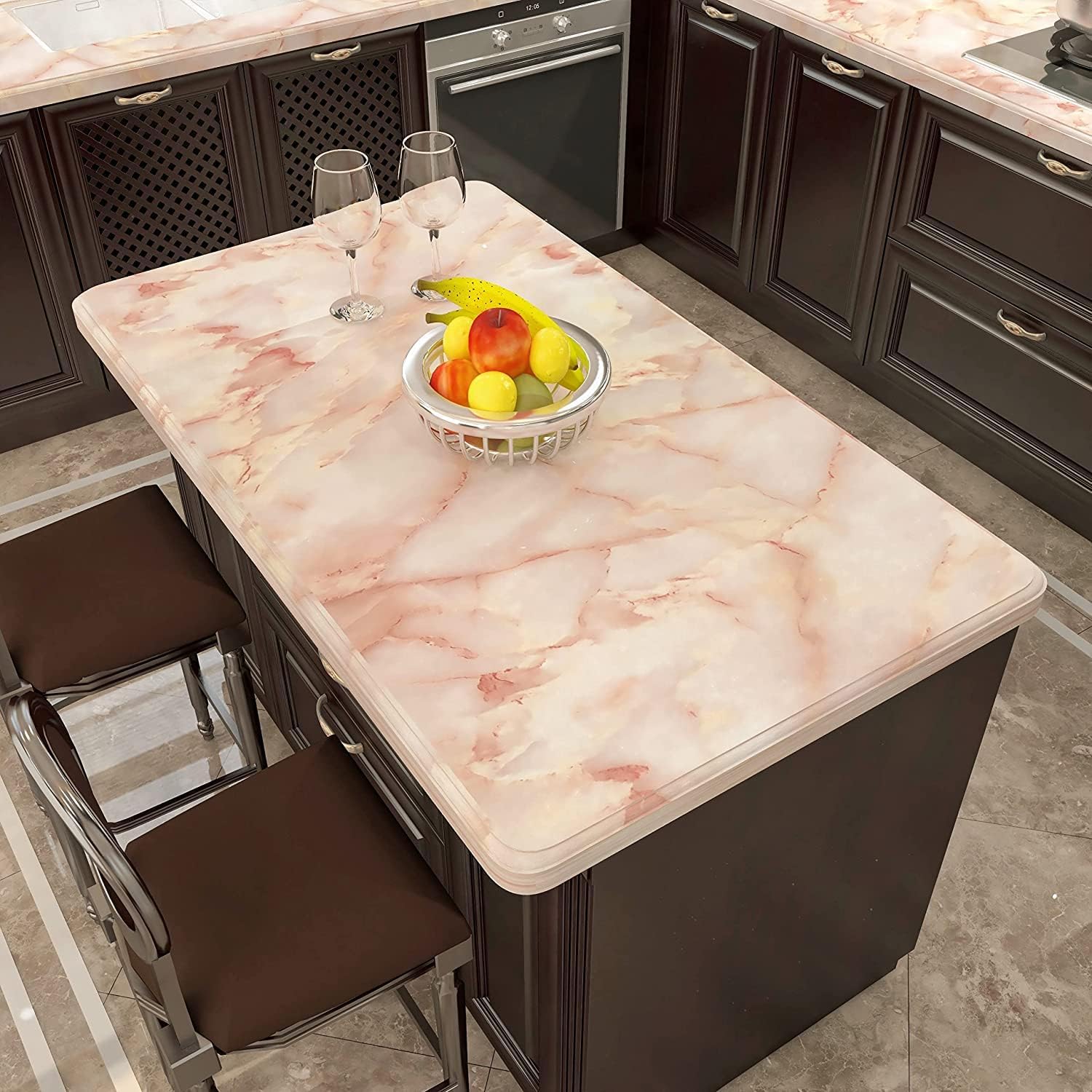 VIOPVERY Jade Marble Wallpaper Peel and Stick 35"x197" Pink Wall Paper Pull and Stick Contact Paper for Countertops Waterproof Self-Adhesive Marble Contact Paper for Kitchen Desk Cabinet Decor
