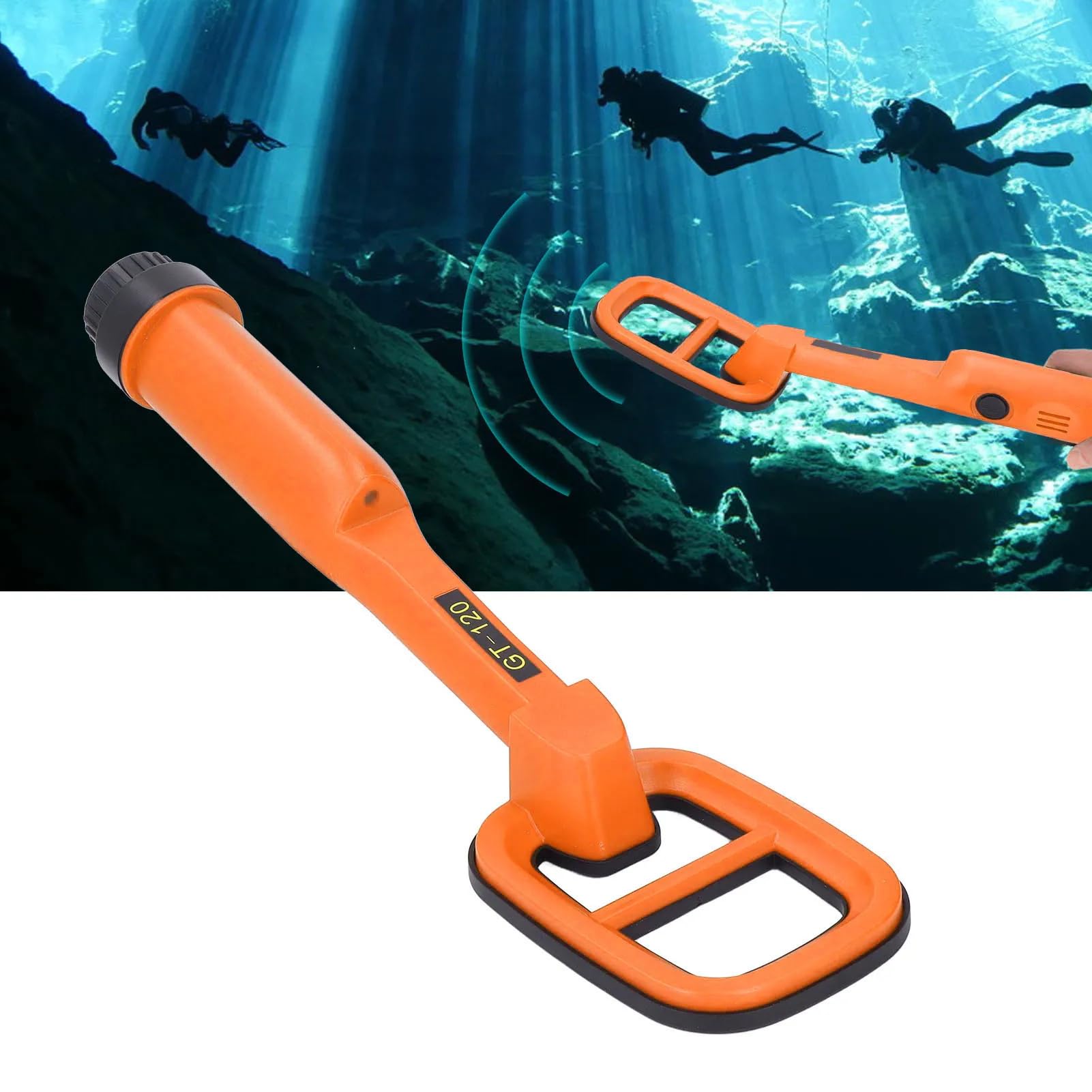 Metal Detector Subacqueo, IP68 Impermeabile 100 Piedi Immersione Profonda Bobina Grande con Luce LED per Adulti Bambini Spiaggia Fiume Lago Immersioni Caccia Al Tesoro (ORANGE)