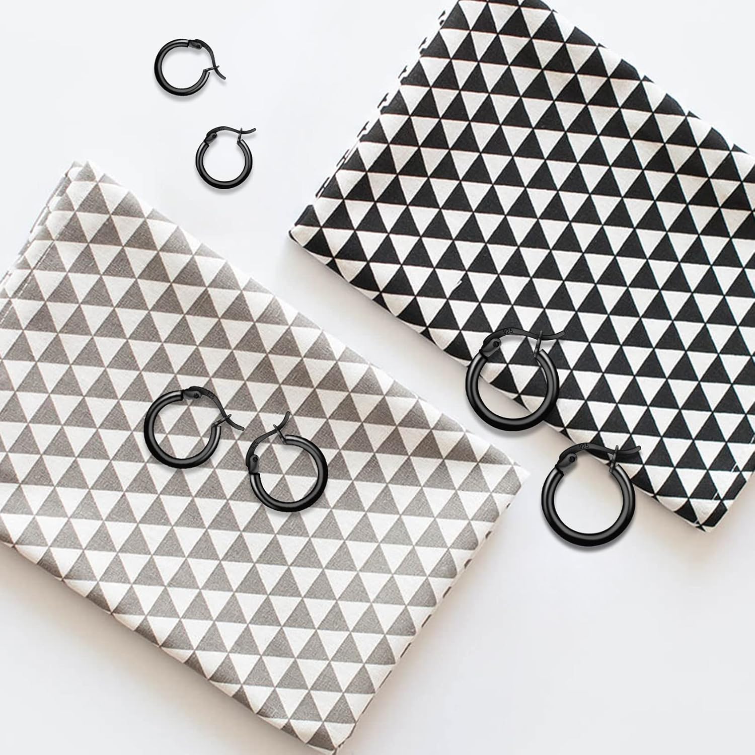 3 Pairs 925 Sterling Silver Hoop Earrings | Small White Gold Plated Hoop Earrings for Women (13mm,15mm,20mm，25mm,30mm,40mm,50mm,60mm) - Image 8