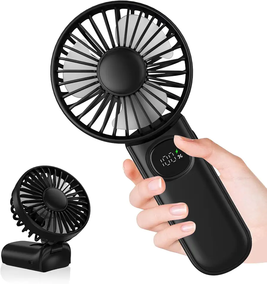 CNMTCCO Ventilateur à main, mini ventilateur USB rechargeable, 5-10h Runtime, 5-Vent Vites