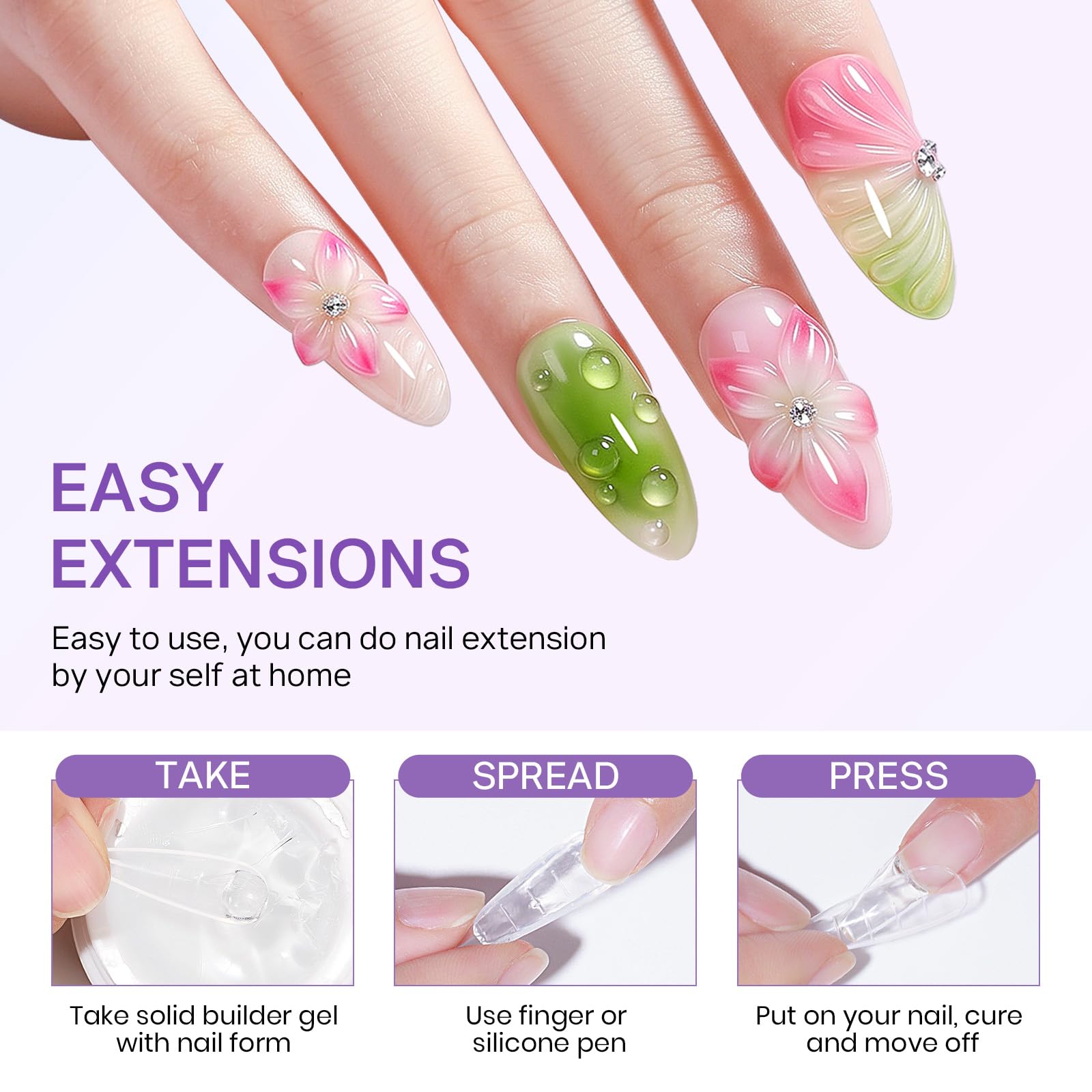 3D Nail Art Gel Kit - Clear & White Sculpting -7
