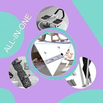 Foldable Pilates Reformer Board with Ab Roller, Ab Exercise Machine, Multi-Functional Pilates Board for Home Workouts, Full Body Pilates Core Trainer, Abdominal Board