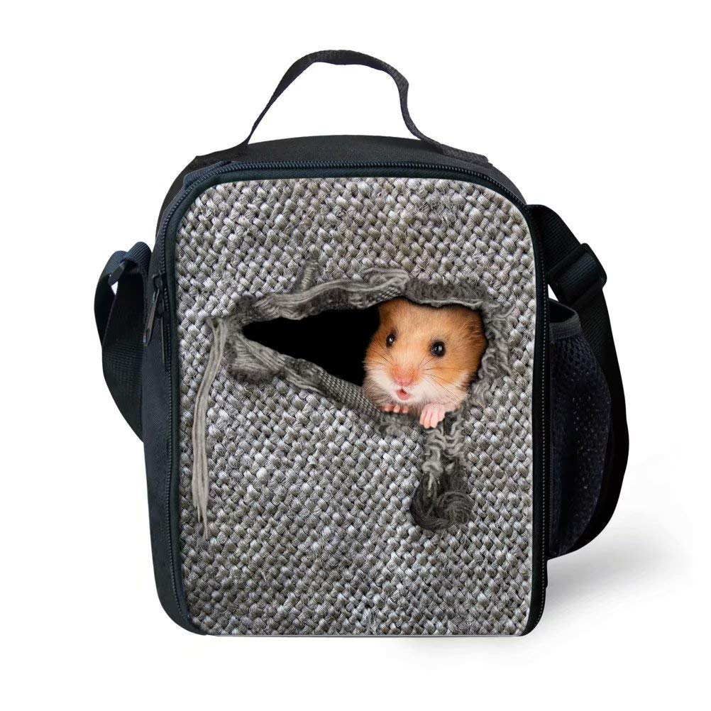 Chaqlin Hamster Printed School Lunch Cooler Bag Lunchbox Container Protable Tote