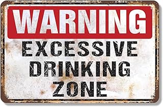 Warning Excessive Drinking Zone Vintage Style (2 Pack) 7 Inch x 10 Inch Novelty Aluminum Metal Sign Pace Yourself Please Perfect for Patios Bars Game Rooms Fun Gift for Hosts Friends Coworkers