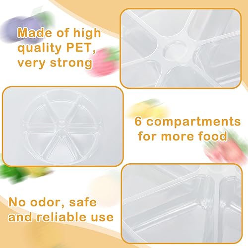 Miniatura 7 de Seewey 20 bandejas redondas de plástico para servir verduras de 11.8 pulgadas, 6 bandejas seccionales de plástico para aperitivos con tapa, bandejas