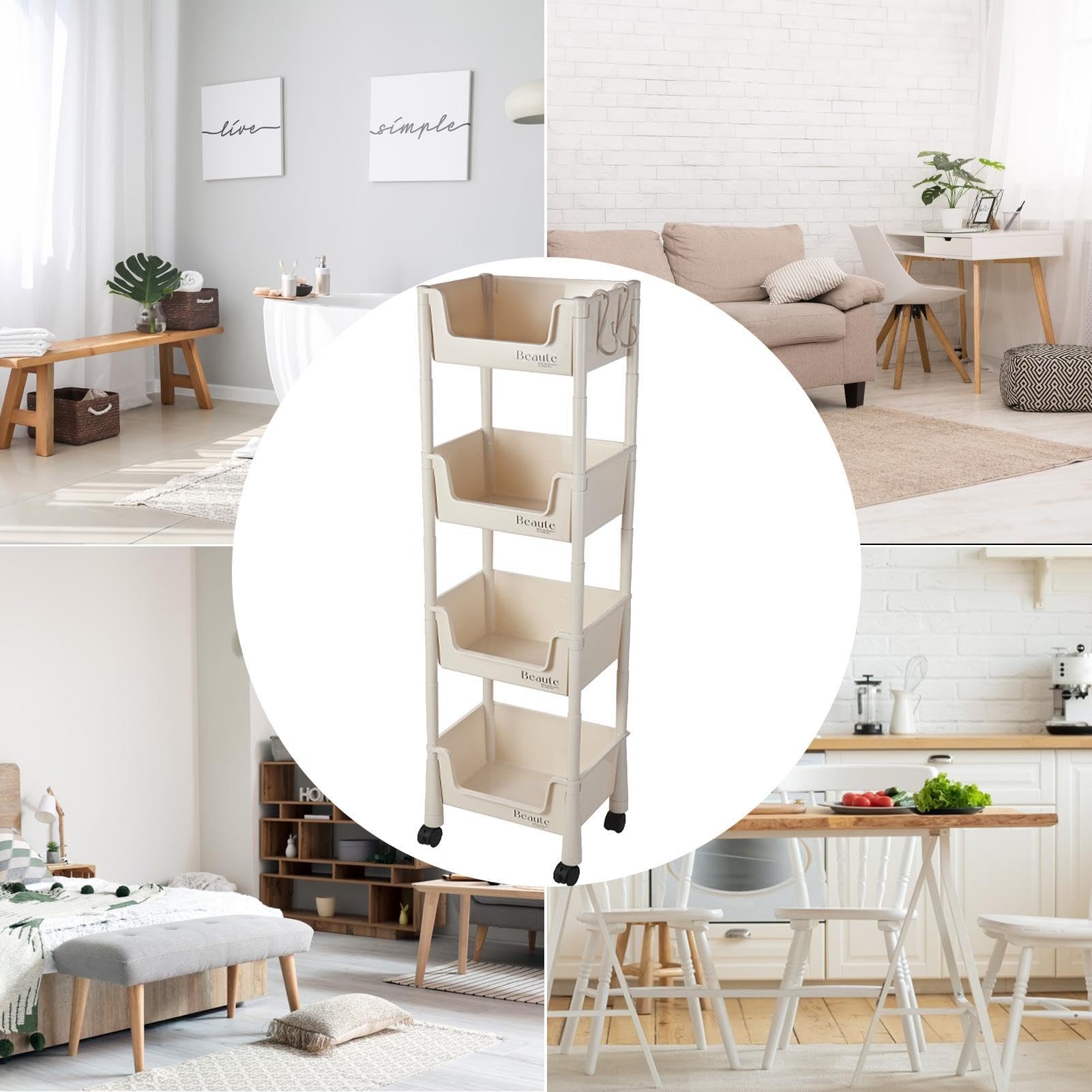 Carrello portaoggetti a 2/3/4 ripiani, organizer multifunzione