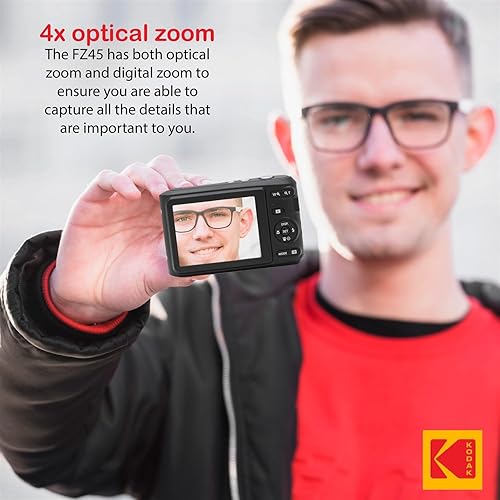 Miniatura 6 de Kodak PIXPRO FZ45 - Cámara digital + tarjeta de memoria de 32 GB + funda para cámara de apuntar y disparar + monopie extensible + bolígrafo de