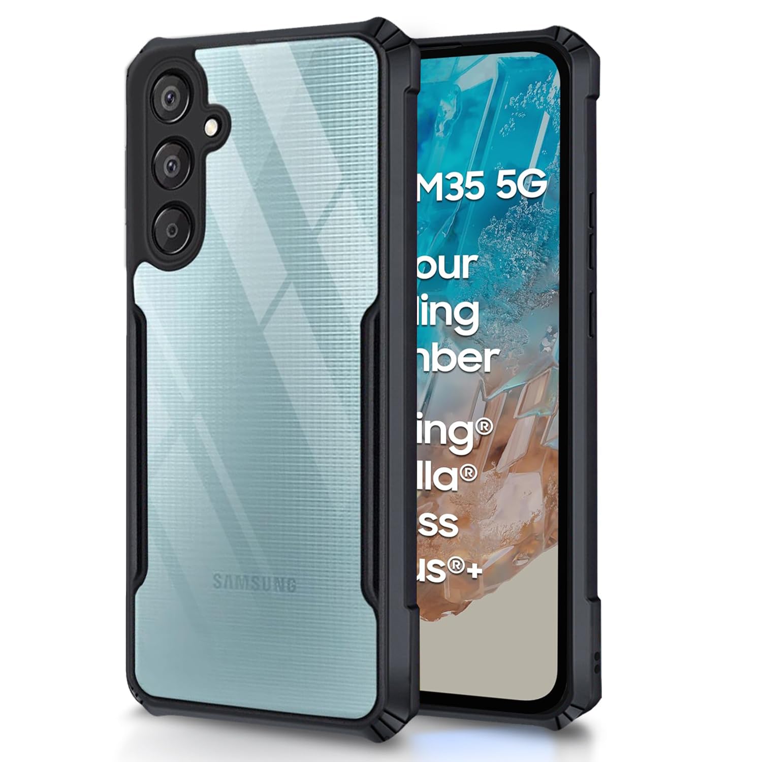 SHINESTAR Samsung Galaxy M35 5G Back Cover Case | Ultra Thin 360 Degree Protection Crystal Clear Tranparent Bumper Back Cover Case for Samsung Galaxy M35 5G - Black (B0D9SQGVT6) Amazon Price History, Amazon Price Tracker