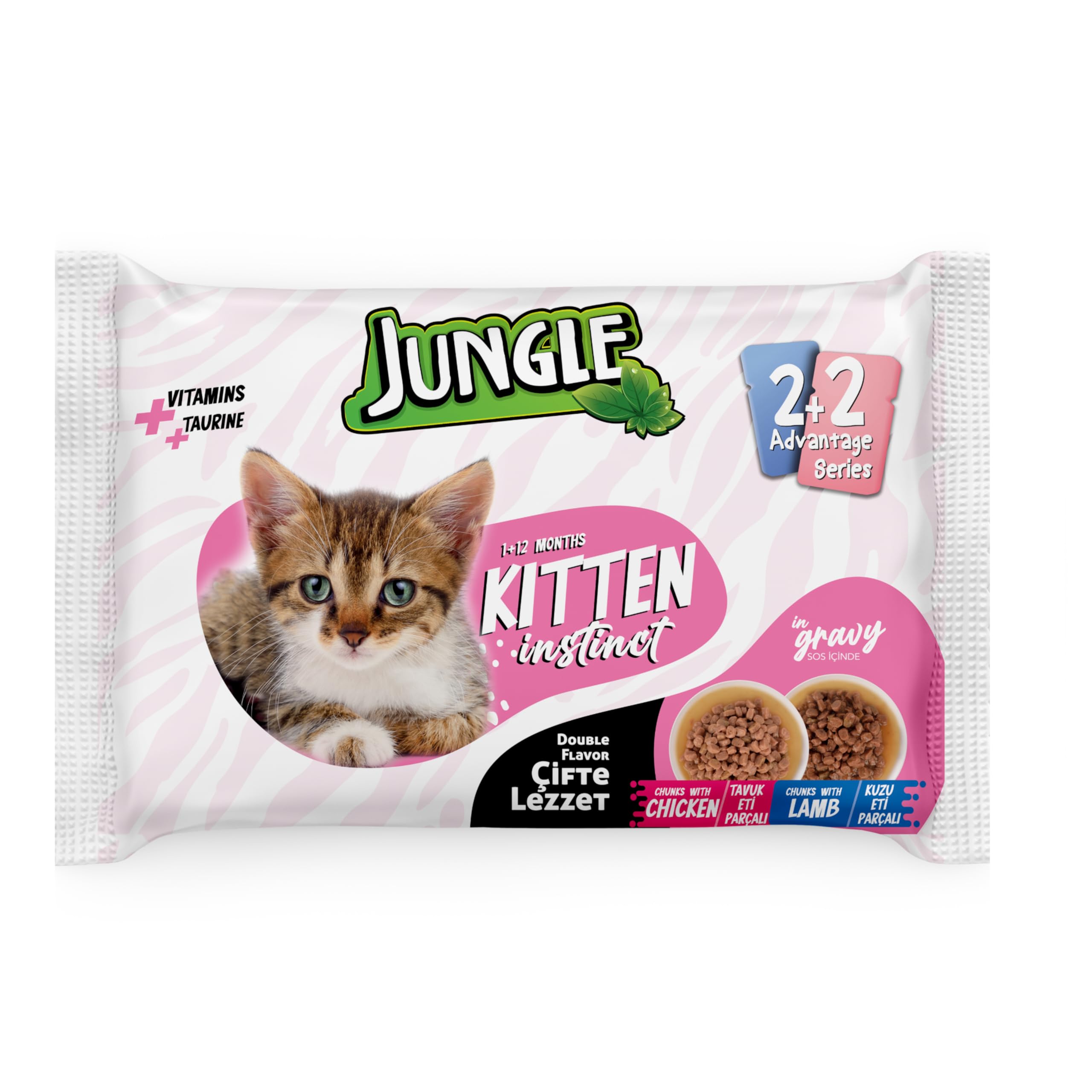 Jungle 4 x 100 Gr Çift Lezzet Pouch Yavru Kedi Tavuk-Kuzu
