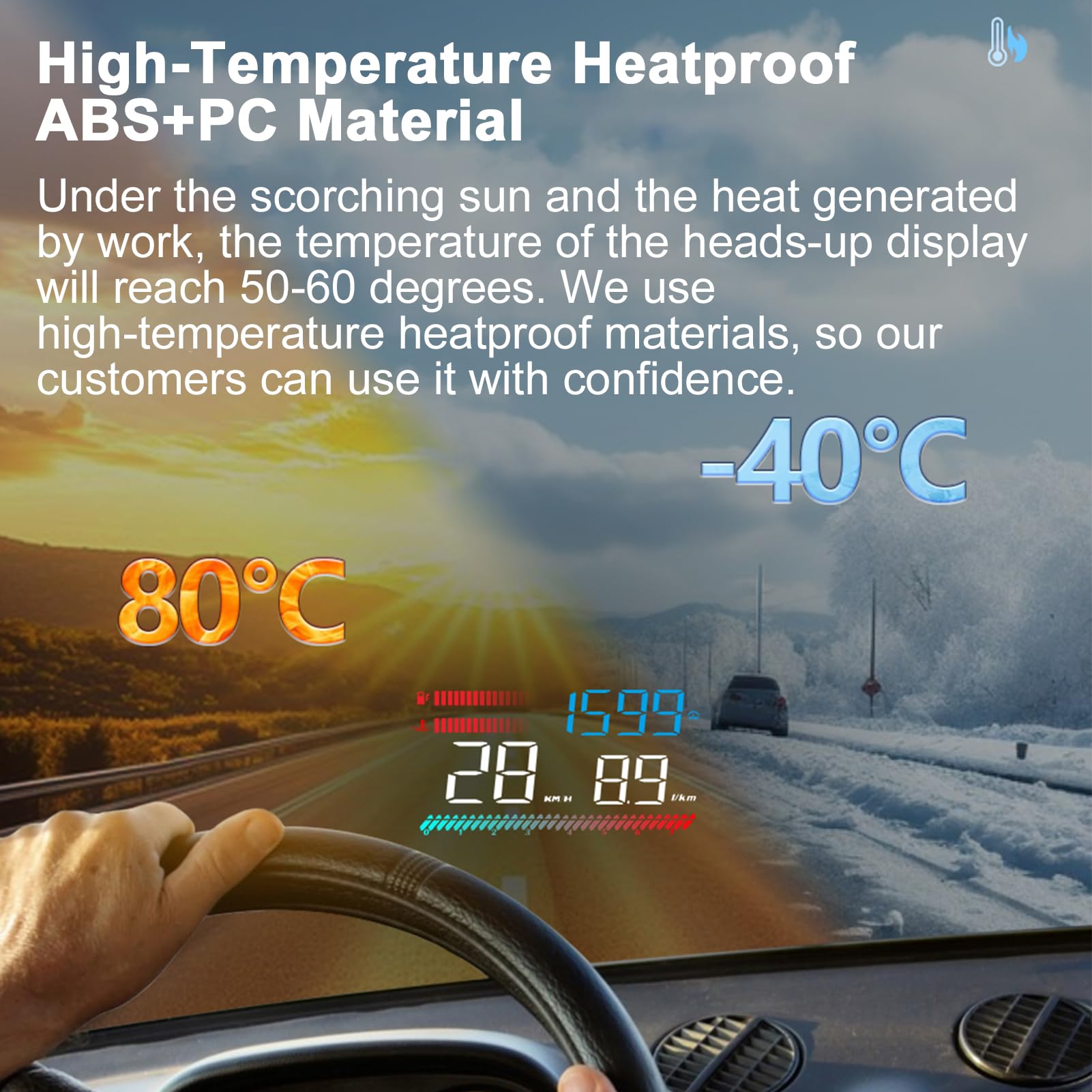Aramox Wyświetlacz Head Up Universal Car, 4,5-calowy Cyfrowy Prędkościomierz z Napięciem RPM, temperaturą Wody, Zużyciem Paliwa, Alarmem Przekroczenia Prędkości, Zmęczeniem Podczas jazdy.