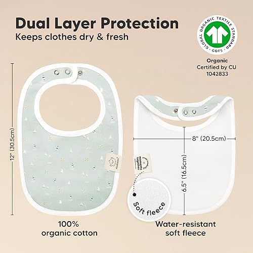 Miniatura 3 de Paquete de 8 baberos orgánicos para bebés niños, niñas - baberos de algodón suave para babear y dentición para bebé niña y niño, extra absorbentes,