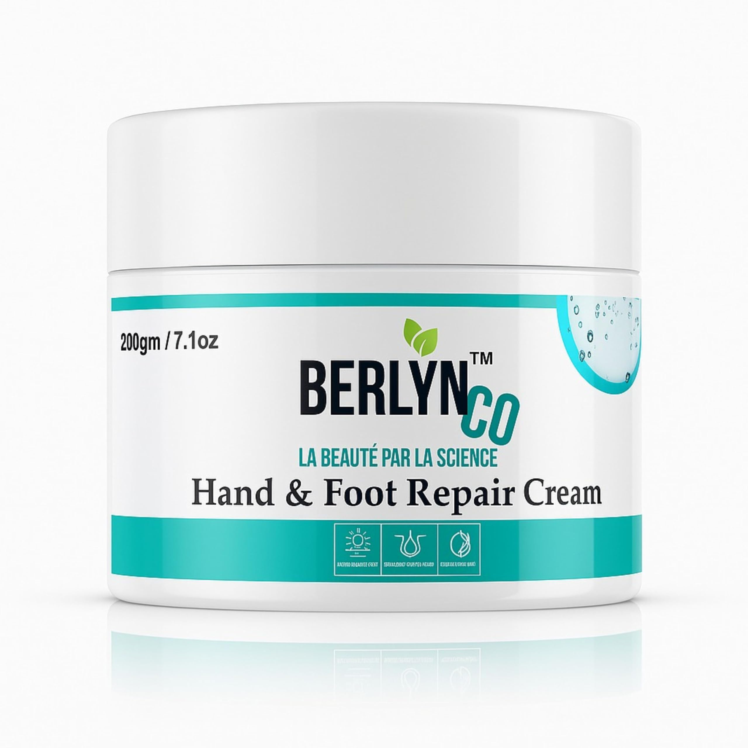Berlynco hand & foot repair cream 200gm | White Soft Paraffin 13.2% & Liquid Paraffin 10.2% Enriched with Aloe Vera | Deep Moisturizing & Cracked Heel Repair | Intense Hydration, Non-Greasy, Paraben Free, Dermatologist Recommended
