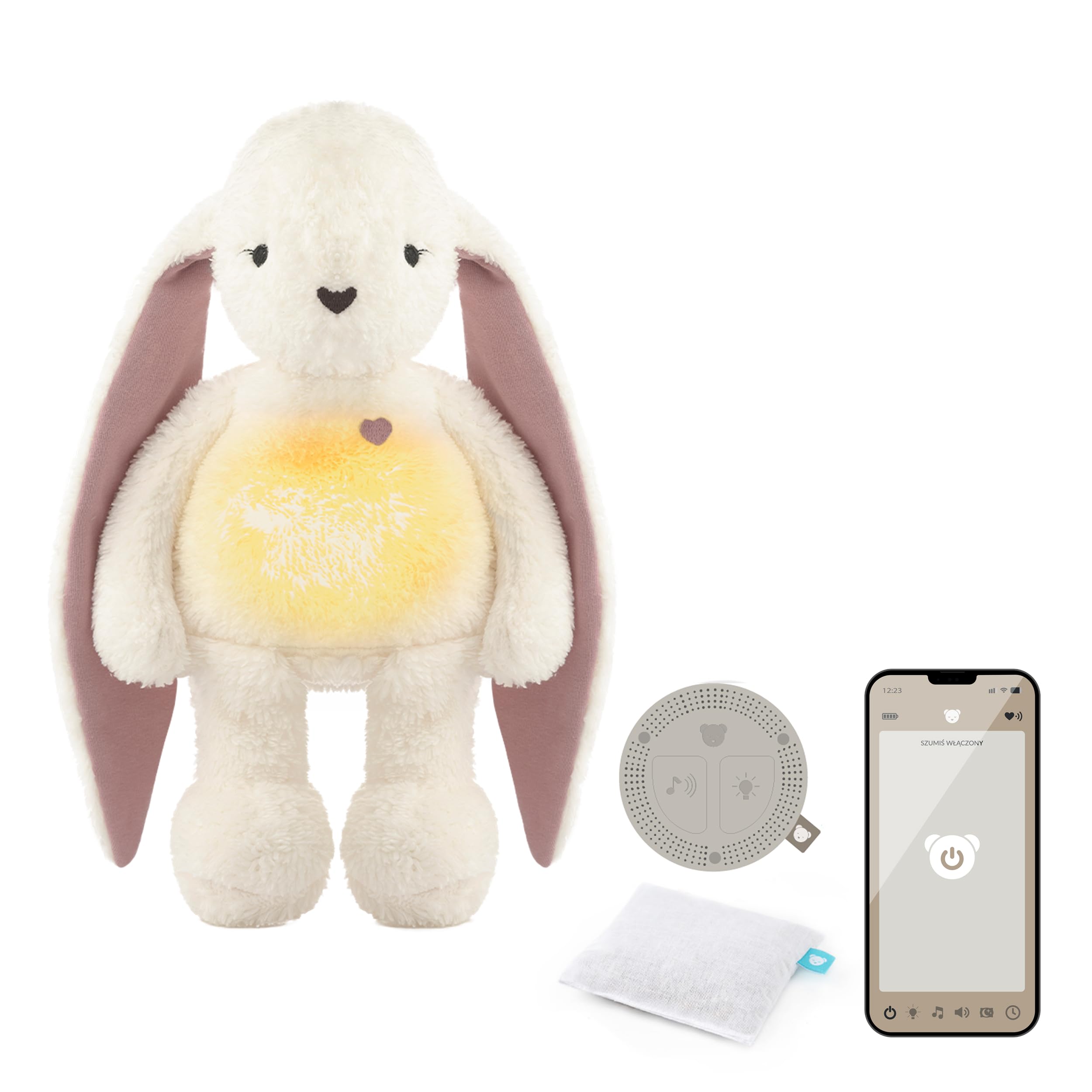 myHummy Bunny écru-rose Duo Ours endormi avec application – Berceuses et bruit blanc
