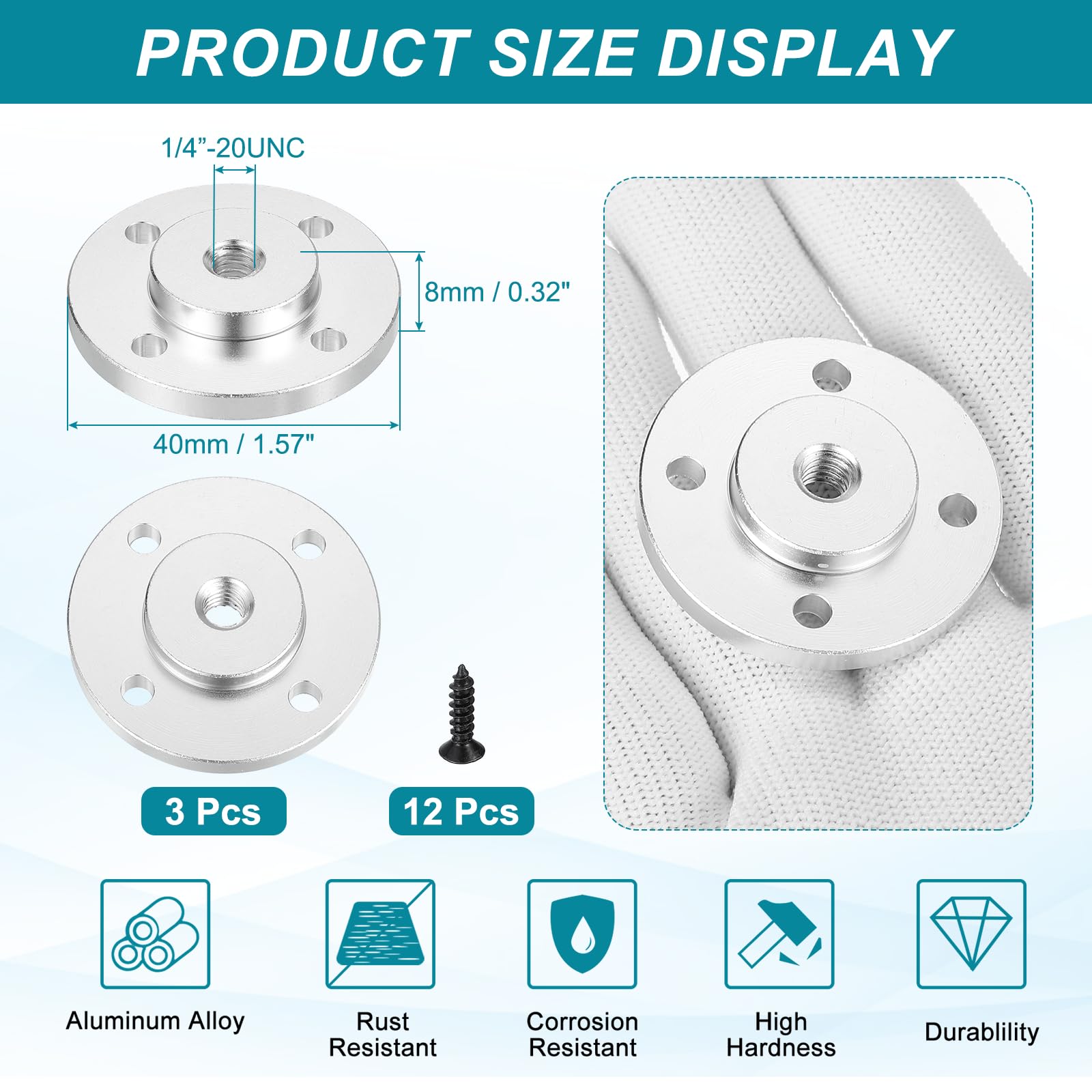 PATIKIL 1/4"-20 Female Thread Microphone Flange Mount - Image 2