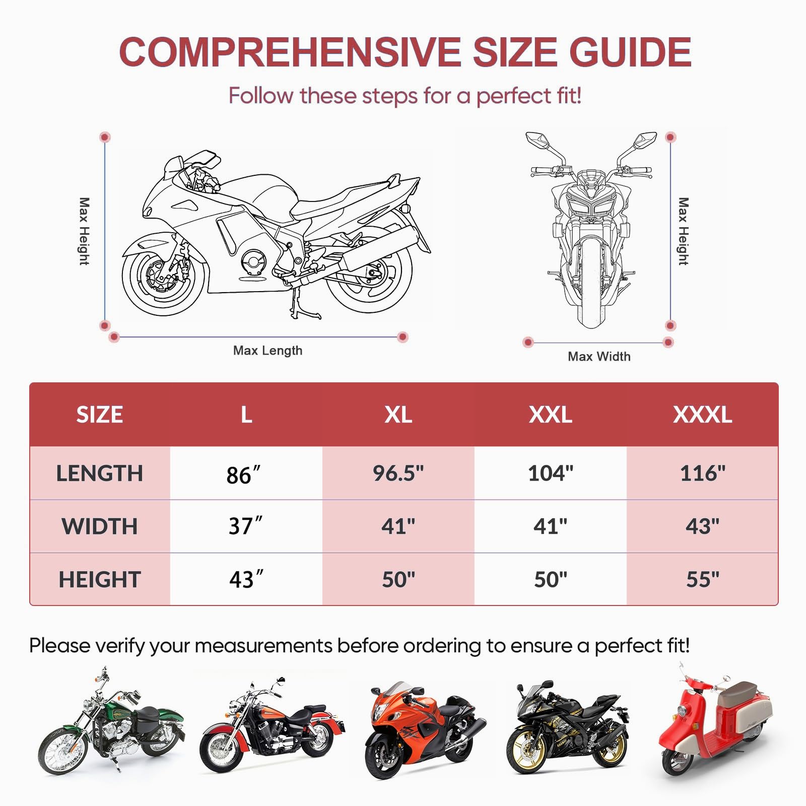 Amazon.com: NEVERLAND Motorcycle Cover Waterproof Outdoor Heavy