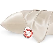 Bedsure Satin Pillowcases, Similar to Silk Pillow Cases Queen Size Set of 2, Cooling Pillow Case for Sleeping Women with Envelope Closure, Gifts for Women Men, Beige, 20x30 Inches, 2pcs
