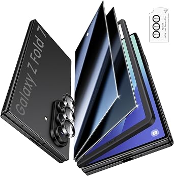 SSLOTSCASE for Samsung Galaxy Z Fold 7 Privacy Screen Protector | Camera Lens Protector, Anti Spy Tempered Glass Film, 8 FT Shatterproof, 9H+ Durable Tempered Glass for Z Fold 7 2025