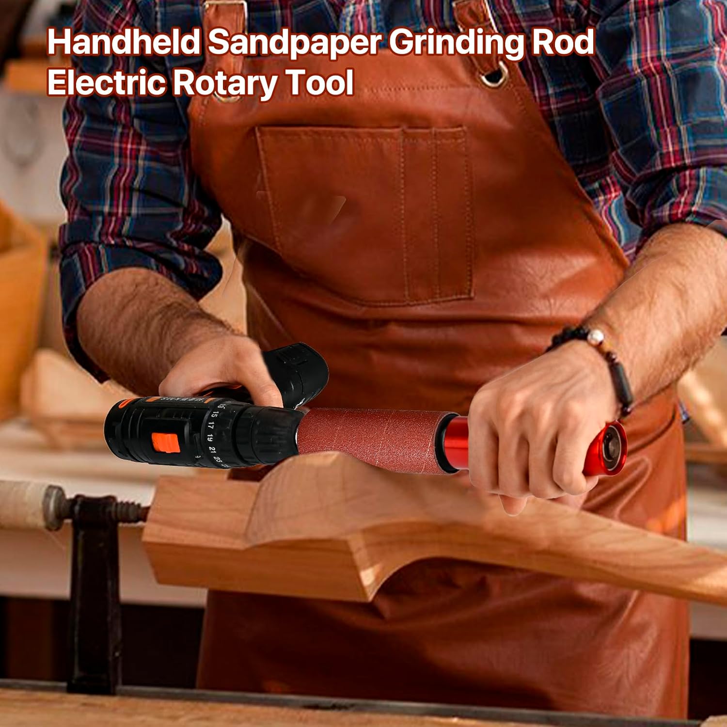 Hand-Held Rubber Sanding Drum for Drill - 4-1/2" x 1-1/2" and 4-1/2" x 1", Spindle Sander Adapter for Power Drill, Drum Sanding Sleeves for Wood and Metal