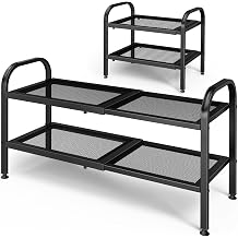 Kitsure Metal Expandable Shoe Rack, 18.1-29.5" x 11.4" x 17.1", Black
