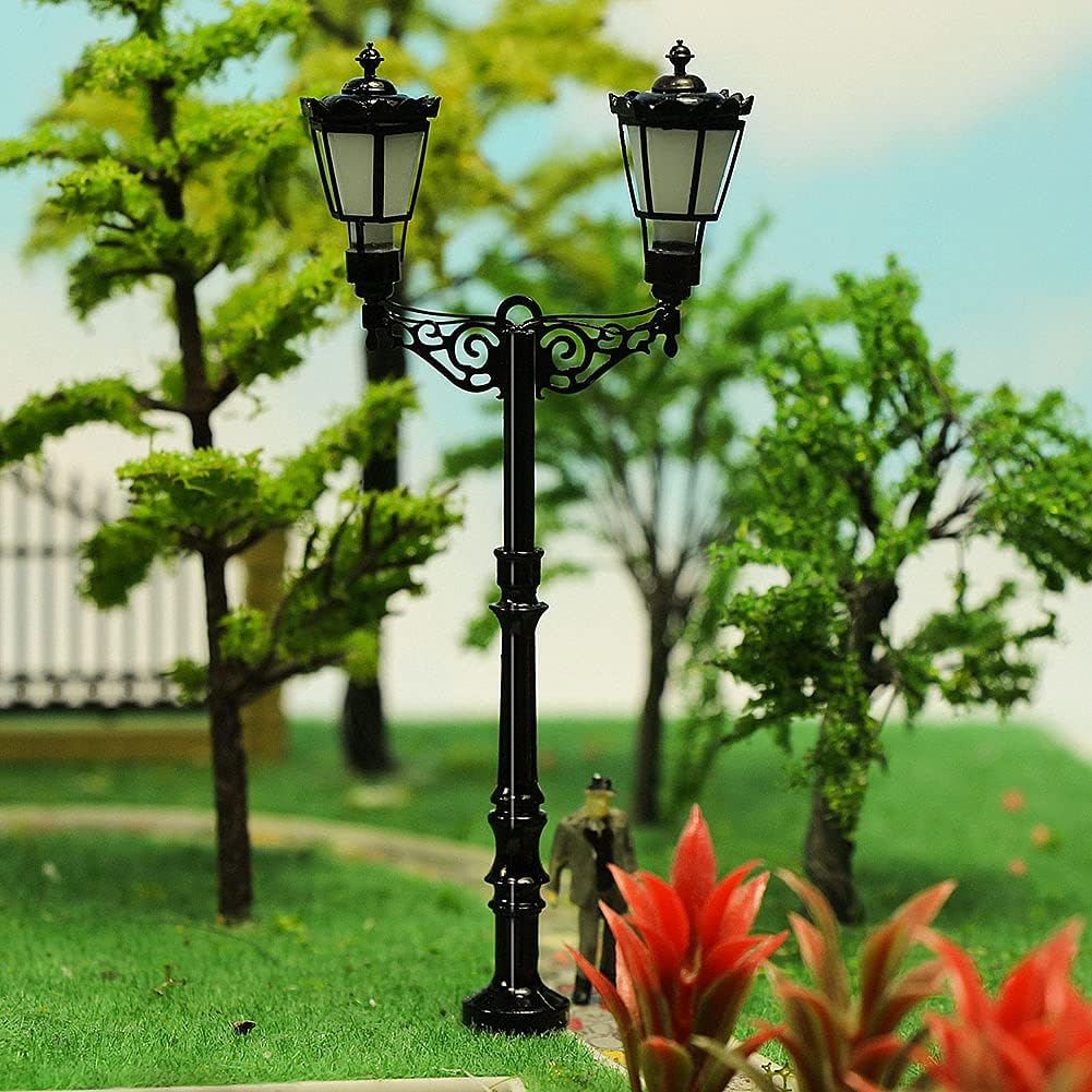 LQS77 3pcs Model Railroad Two-Heads HO Scale 1:87 Lamp Street Lgiht Led (HO Scale)