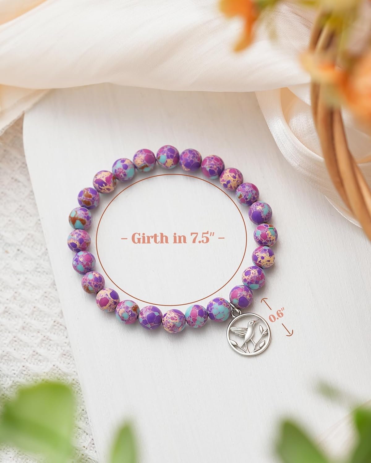 Hummingbird Gifts for Women, Natural Stone Bracelets with Quote Card - Image 5