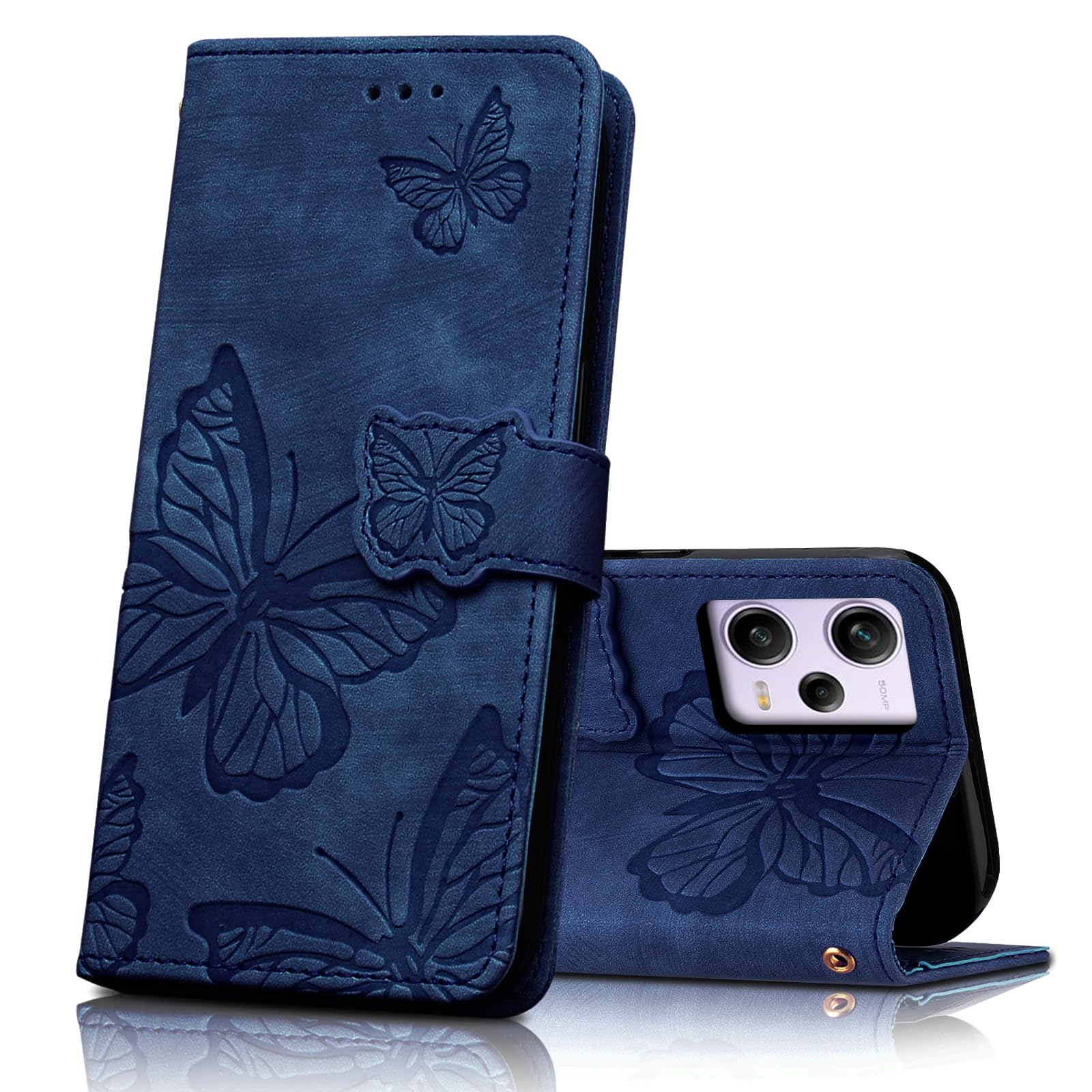 CXTCASE Coque Portefeuille En Cuir PU Pour Xiaomi Redmi Note 12 Pro – Bleu, Support Et Aimant
