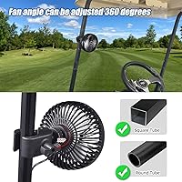 Vista 2 de Ventiladores de carrito de golf para accesorios de carrito de golf, ajustes de 3 velocidades para modelos EZGO Club Car Yamaha con abrazadera