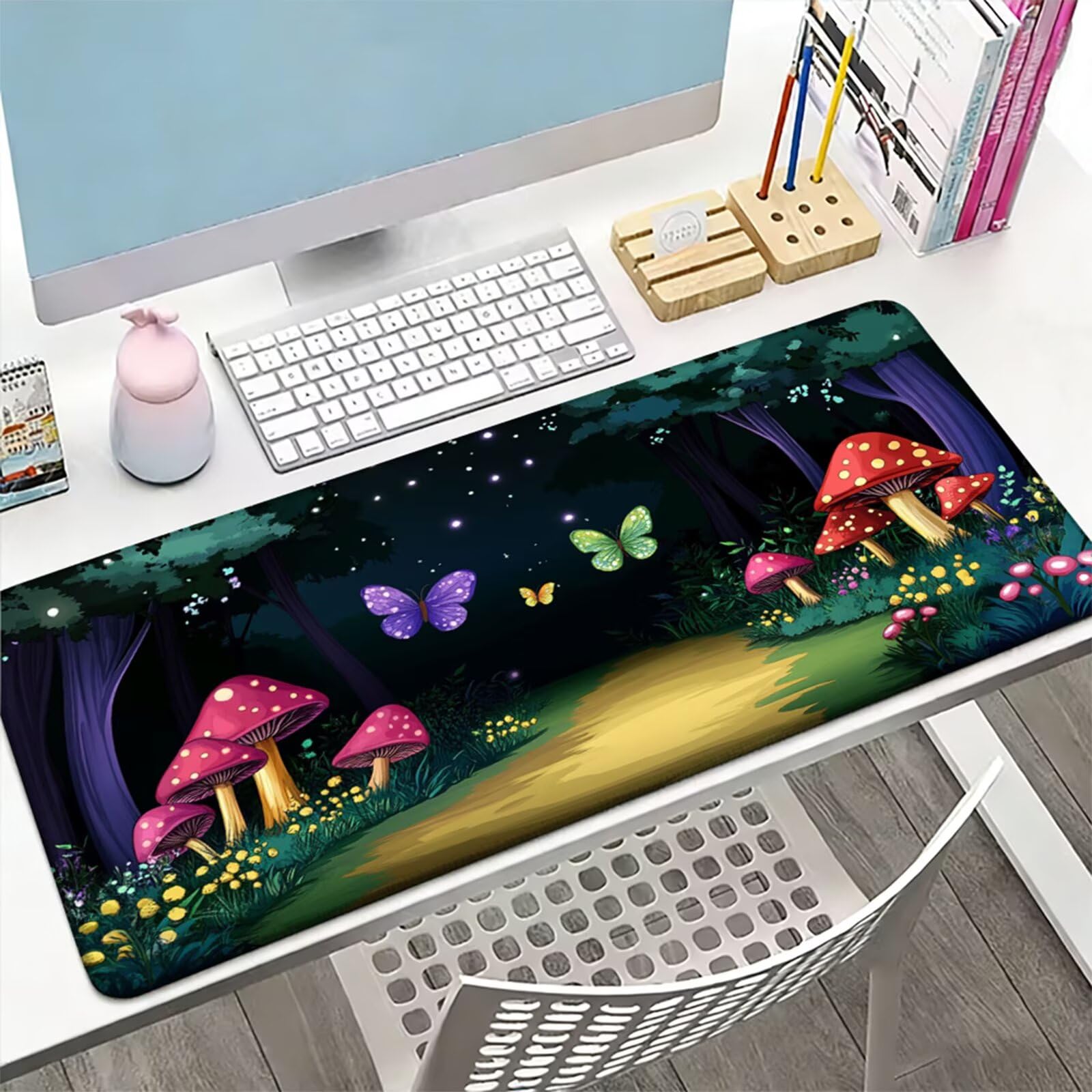 Podkładka pod mysz XXL 1200 x 600 x 3 MM, zielona duża podkładka pod mysz z wodoodporną i gumową antypoślizgową lasem pod ręką zszyte krawędzie, poprawia precyzję i szybkość dla gracza W-72