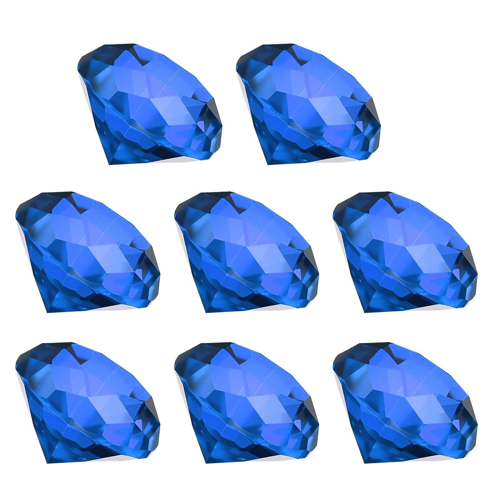 PATIKIL 8 Pcs Diamond Crystal Paperweight, 40mm / 1.57 Inch Crystal Paperweight Paper Weight for Home Office Desktop Table Decor Wedding Party Jewelry Ornaments, Dark Blue — image 1