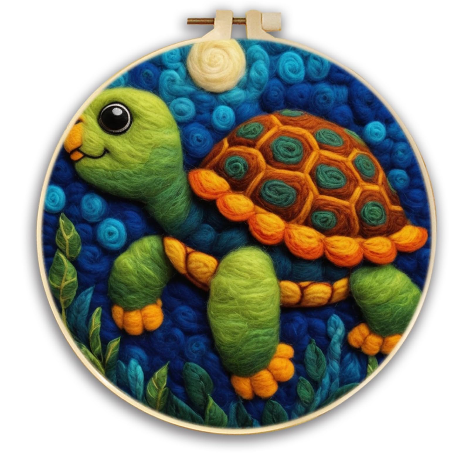 CaptainCrafts DIY Needle Felting Starter Kit, Wool Felt Supplies, Embroidery Hoops, Wool Painting Tools for Home Decor, Beginners and Adults (Adorable Turtle) โ image 1