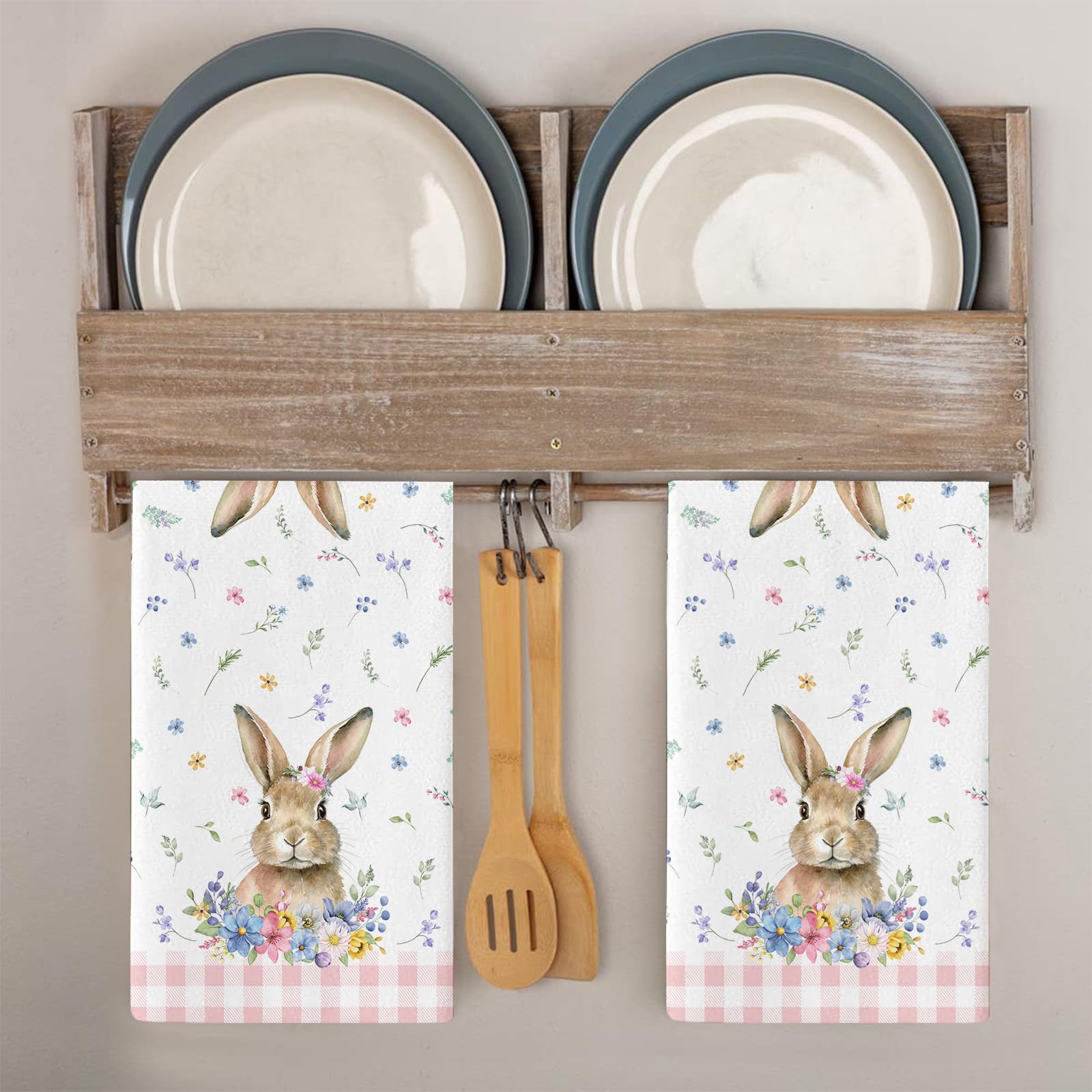 Strofinacci Cucina Fiore Blu Rosa Canovacci Cucina Assorbente Microfibra Morbido e Lavabile Asciugamani Cucina Decorativi per Bagno Ristorante 4 Pezzi (40x60 cm)