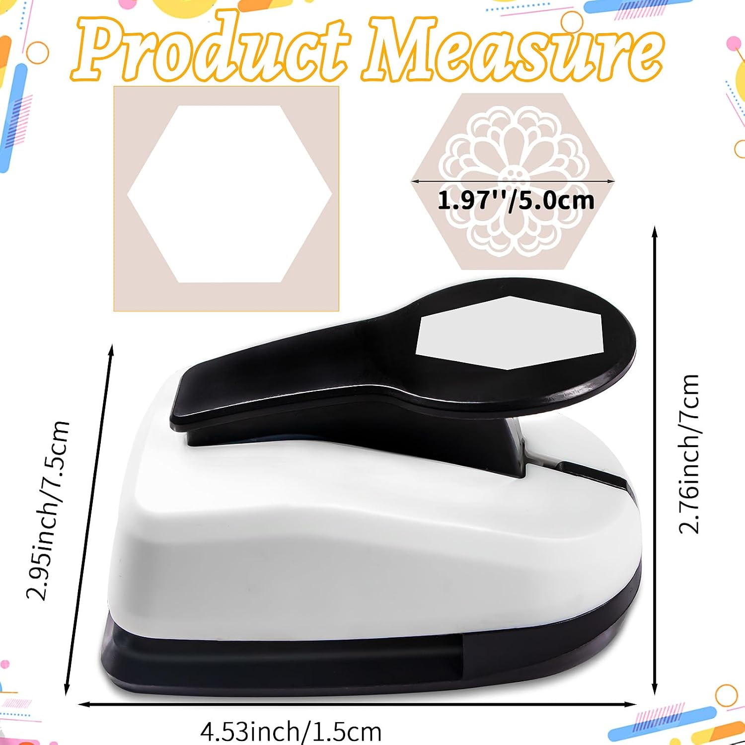 Hexagon Paper Punch, HexagonPunches for Paper Crafts, 1.97 Inch HexagonHole Punches, Large Hole Puncher Shape Hexagon, HexagonCraft Punch for Scrapbooking Cards DIY Arts Projects
