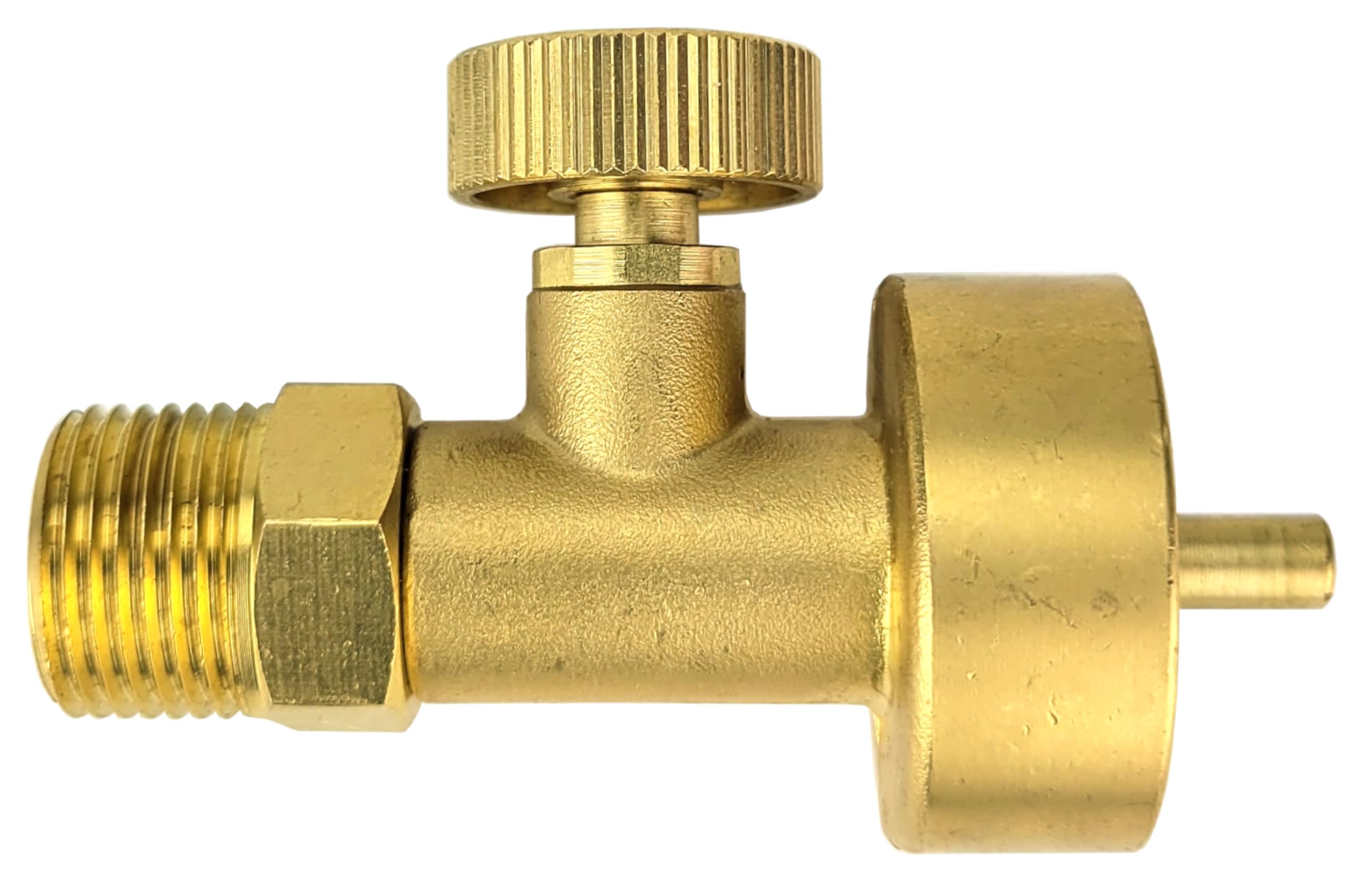 SÜA® - Propane Adaptor with Valve - CGA-600 (1 Lb or 14.1 Oz Tank/Canister) to CGA-200 (Size MC Acetylene Regulator)