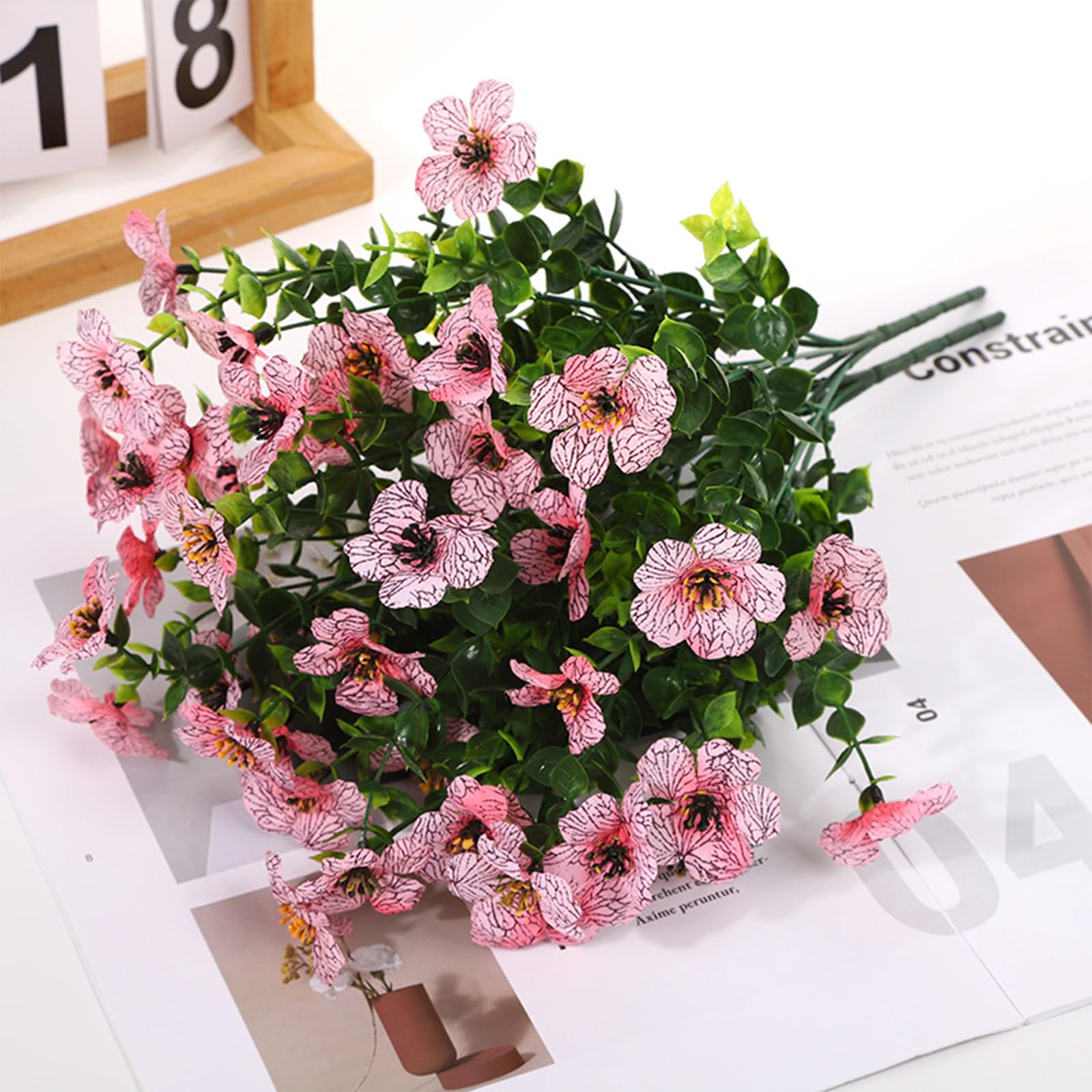 UV Resistant Artificial Petunias Flowers, artificial petunias for outdoors, Realistic Fake Outdoor Flowers, Waterproof Artificial Flowers for Outdoor Indoor Garden Home Decoration (G,6 Bunches)