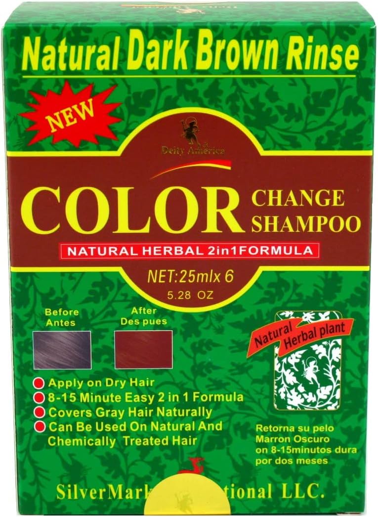 Shampoo Color Change Kit Natural Herbal 2N1 Dark Brown