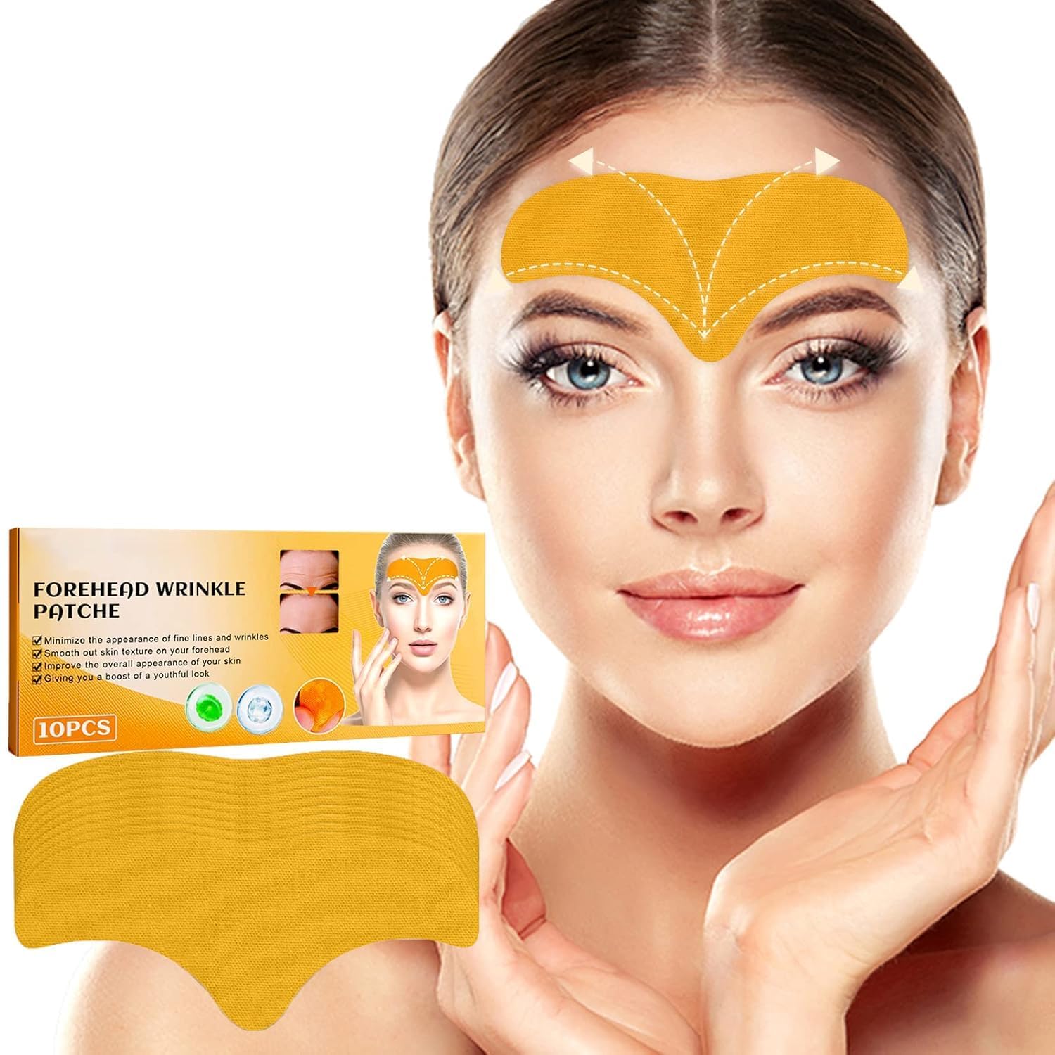 10 Pcs Forehead Wrinkle Patches | Anti-Wrinkle Forehead Patches for Smoother Skin & Youthful Skin | Instant Line Reducer | Hydrogel Collagen Face Treatment, Anti-Aging Forehead Mask for Men & Women-image-25