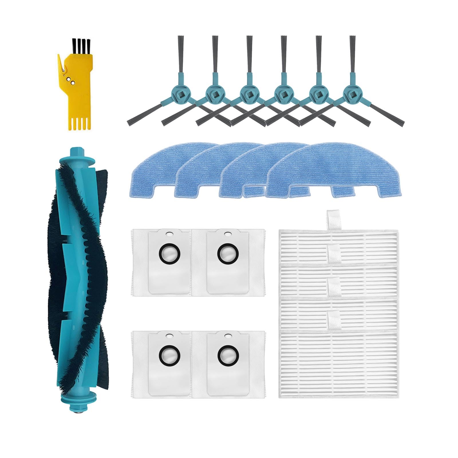 Recambios para Conga 2499 Ultra Home Advanced Conga 2499 Ultra X-Treme Robot Aspirador 19 Paquetes 1 Cepillo Principal, 4 Filtros, 6 Cepillos Laterales, 4 Paños de Mopa, 4 Bolsas