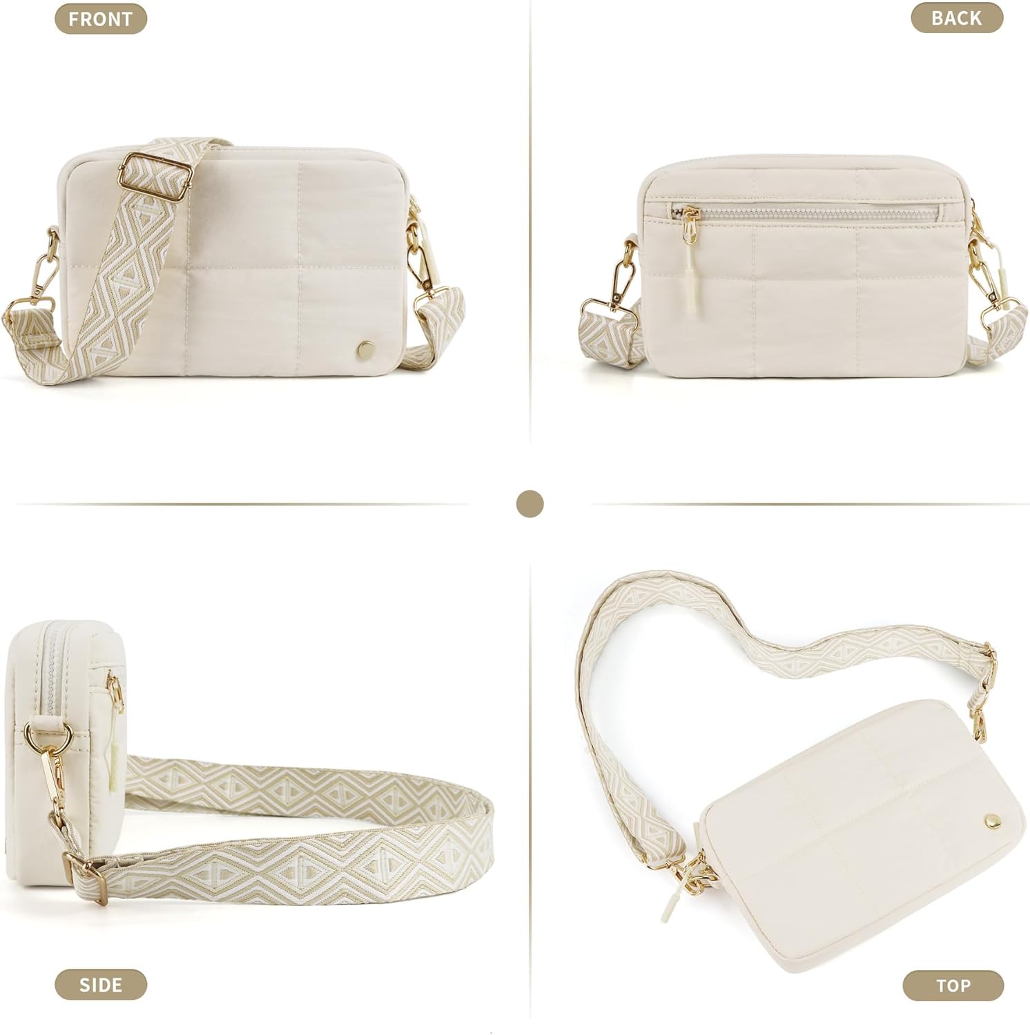 Pu-B1 Puffer Crossbody Bags for Women, Quilted crossbody bags with Guitar Strap, Lightweight Small Puffy Shoulder Bag - Image 3