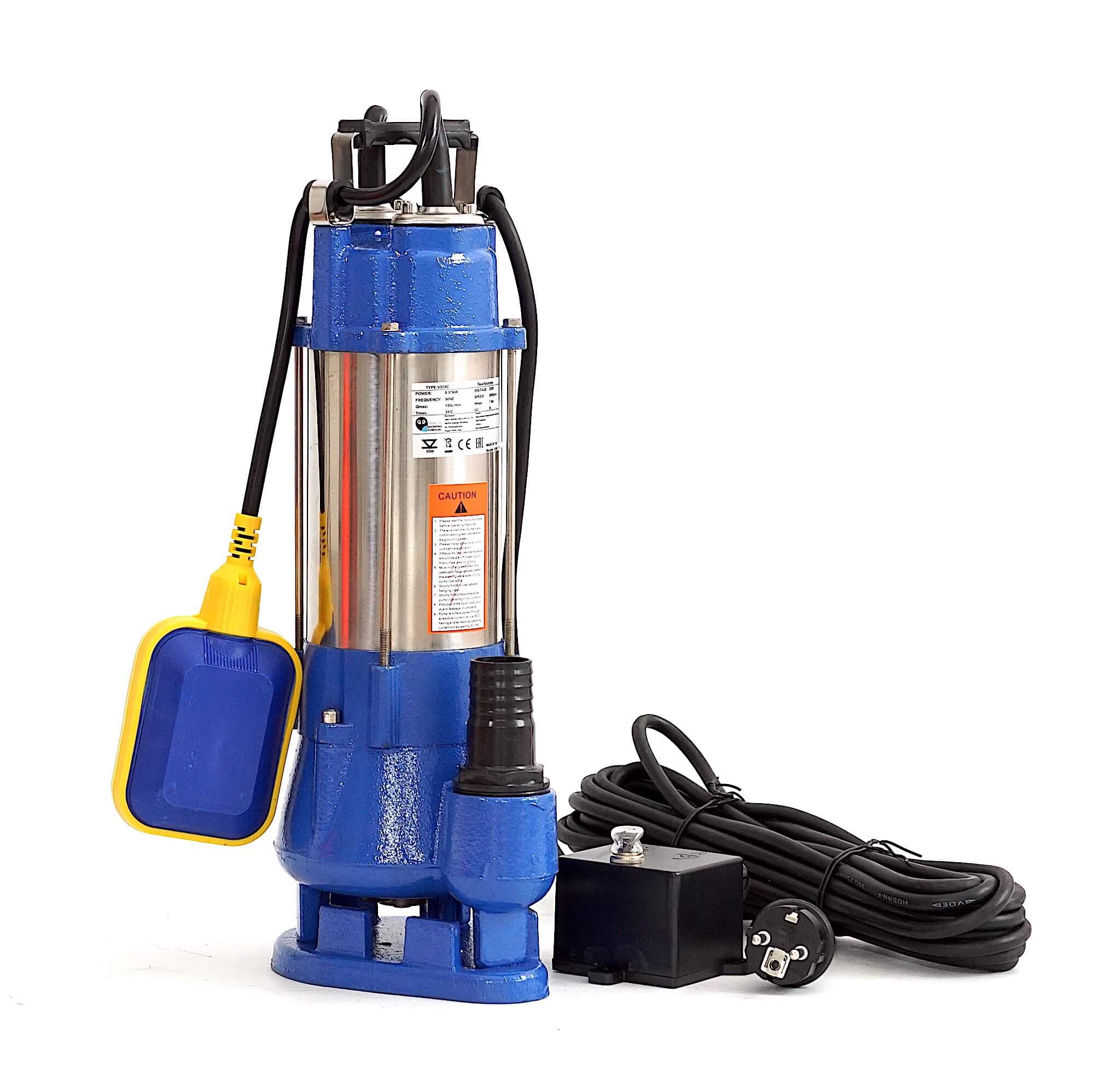 370W Fäkalienpumpe Schmutzwasserpumpe Tauchpumpe Abwasserpumpe mit Schneidwerk + Trockenlaufschutz + Überspannungsschutz