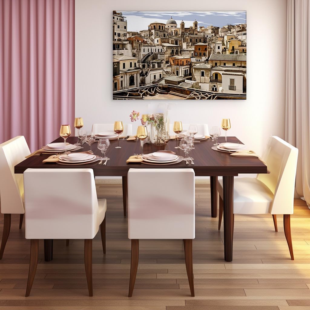 Canvas for Living room. Watercolor Whispers of an Italian Dreamscape, 27 x 18 inch Canvas Wall Art - Contemporary Masterpieces - Modern Home Decor