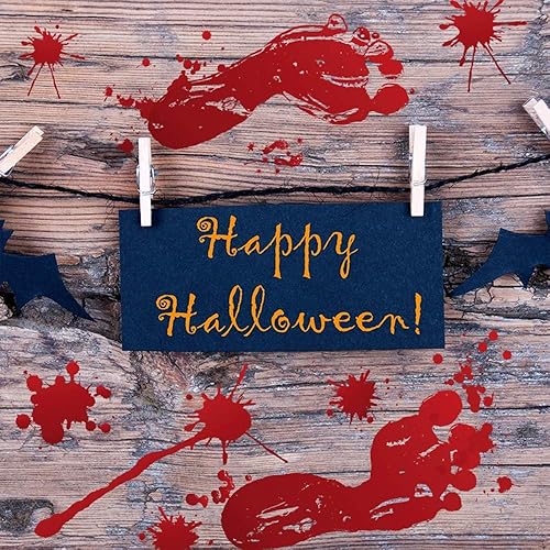 Miniatura 7 de Decoraciones de Halloween, 126 calcomanías de Halloween para ventana, 8 hojas de huellas de manos sangrientas, calcomanías de pared de Halloween con