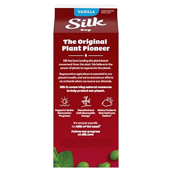 Silk Soy Milk, Vanilla, Dairy Free, Gluten Free, Vegan Milk with Vitamin D to Help Support Strong Bones, 64 FL OZ Half Gallon