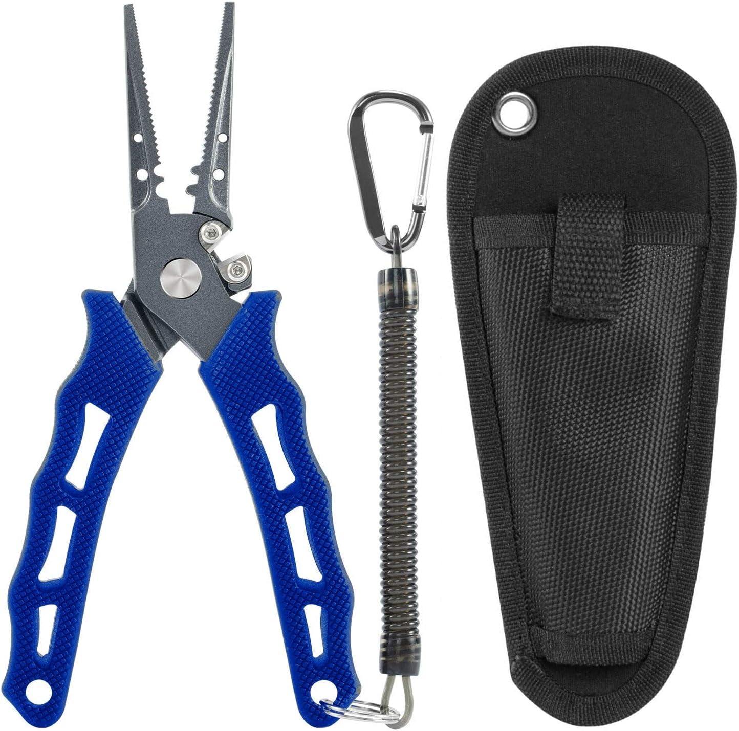 Reaction Tackle 7” Stainless Fishing Pliers with Tungsten Carbide Cutters – Saltwater Corrosion Resistant Bait Hook Remover Straight Needle Nose Pliers or Split Ring Nose Options