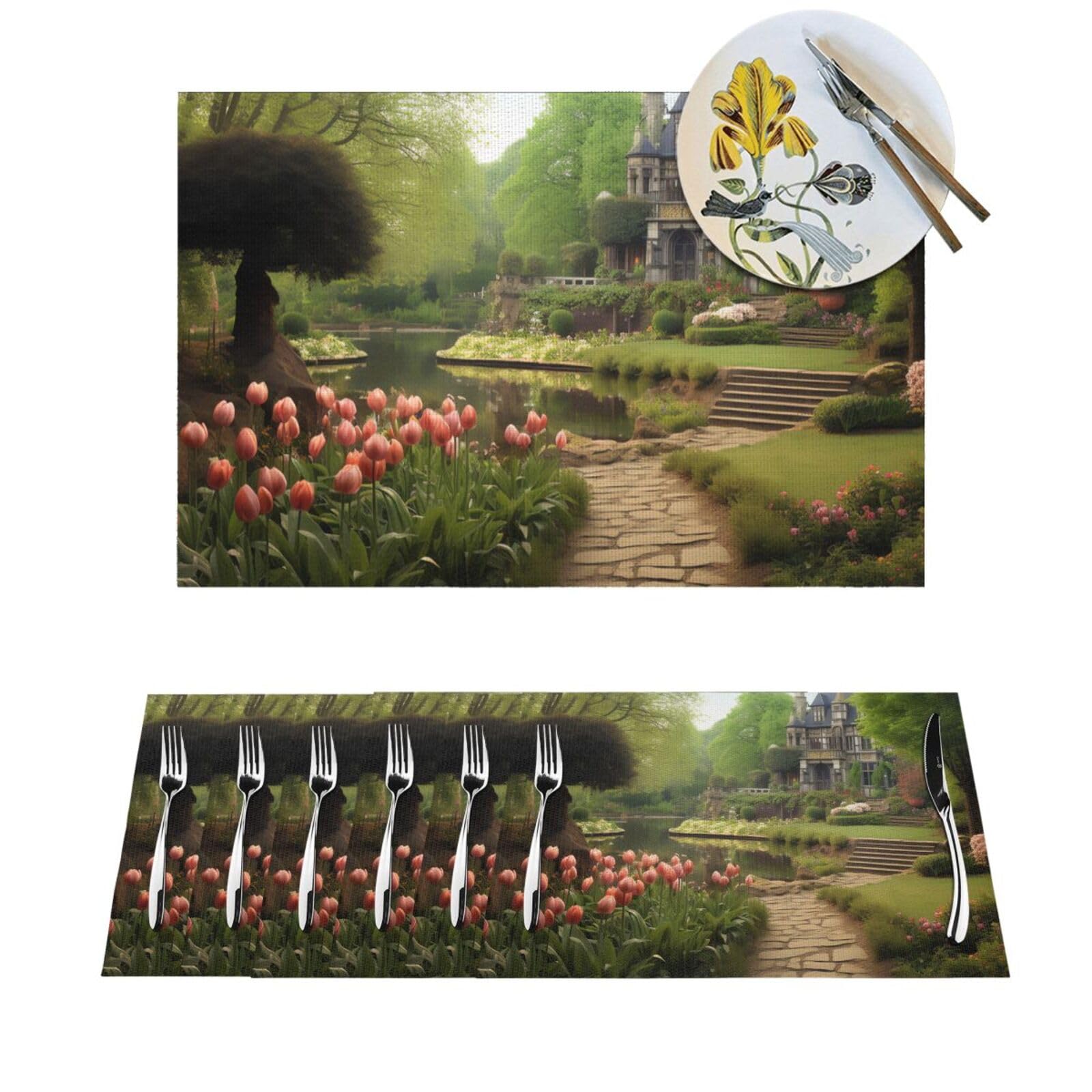 Tapis de table lavable et antidérapant résistant à la chaleur lot de 4 sets en PVC