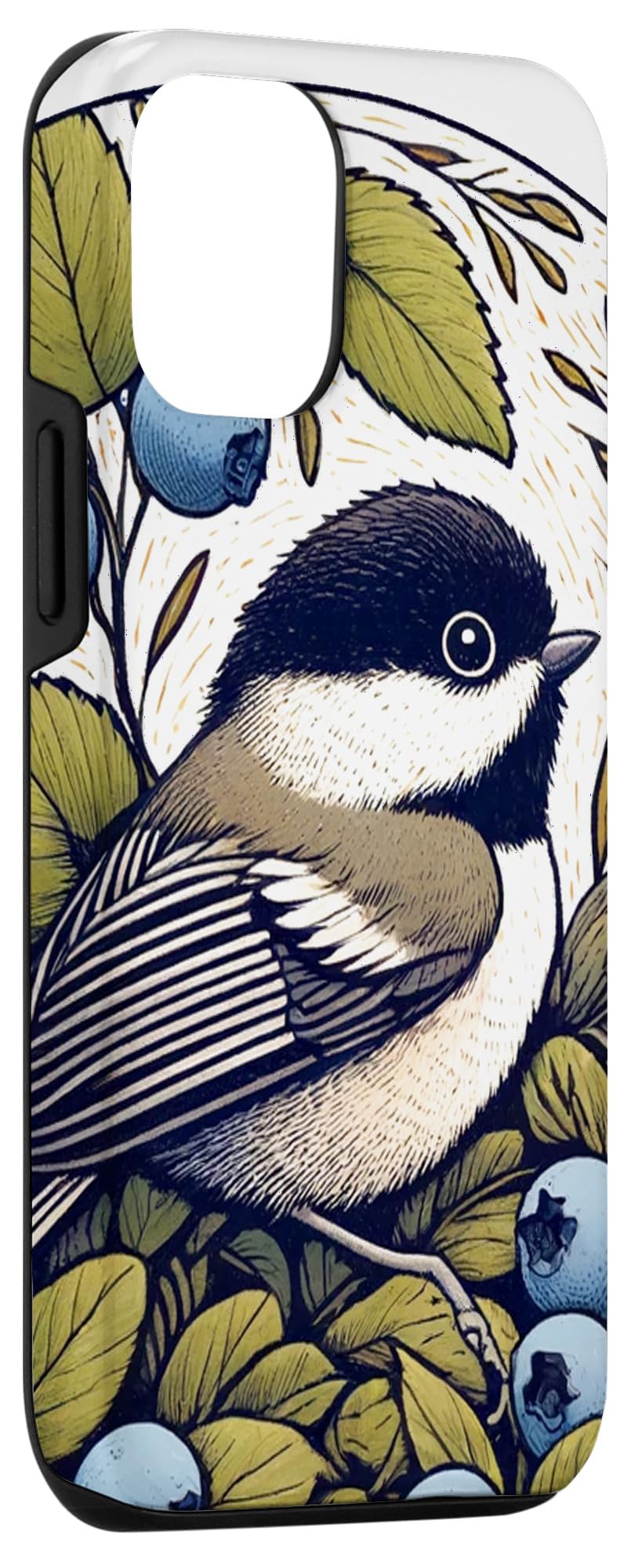 iPhone 15 Pro Black Capped Chickadee Wild Blueberry Bush Maine Case - Image 3